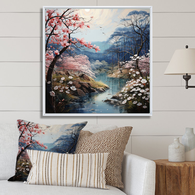 «Asian Art Eastern Elegance IV», reproduction sur toile, H 30 po x l 30 po x P 1 po, Cadre flottant blanc