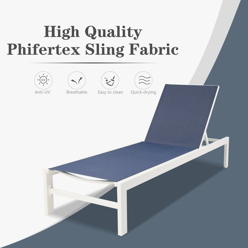 Etter Outdoor Rust-Resistant Metal Chaise Lounge, Blue