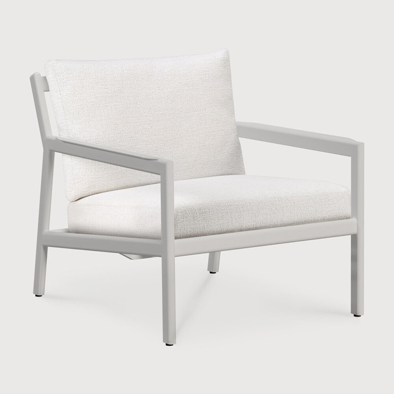 Jack Outdoor Teak Lounge Chair, White/Off White