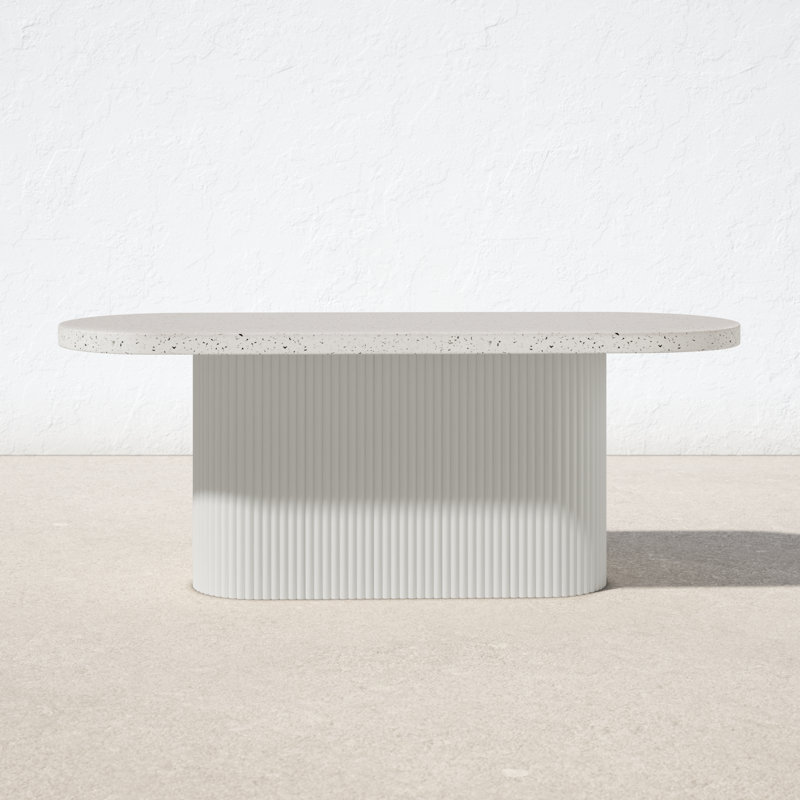 Contemporary Gray Terrazzo Oval Outdoor Dining Table