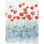 Fleurs rouges dans un champ bleu | Décoration de salon bleue