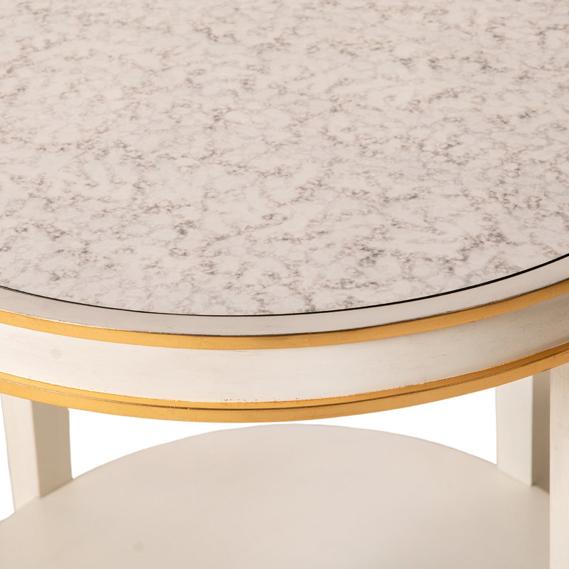 Lilly End Table with Storage, Beige, Antique White