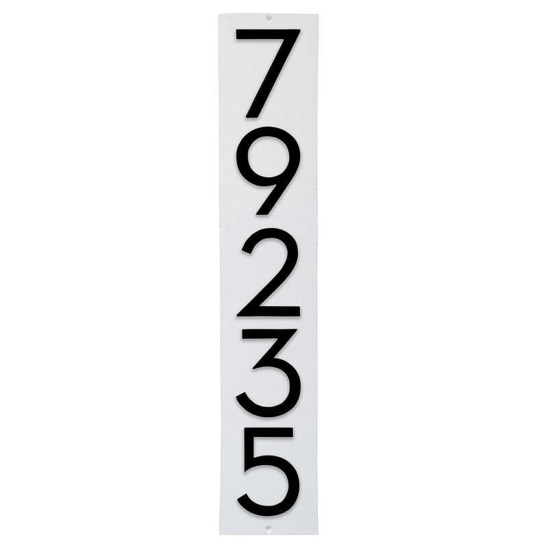 Floating Modern 4" Number Vertical Address Plaque (5 Digits), Black, Yes, White
