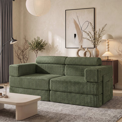 Canapé convertible en velours côtelé de coin convertible Sisler 71 po sans assemblage requis