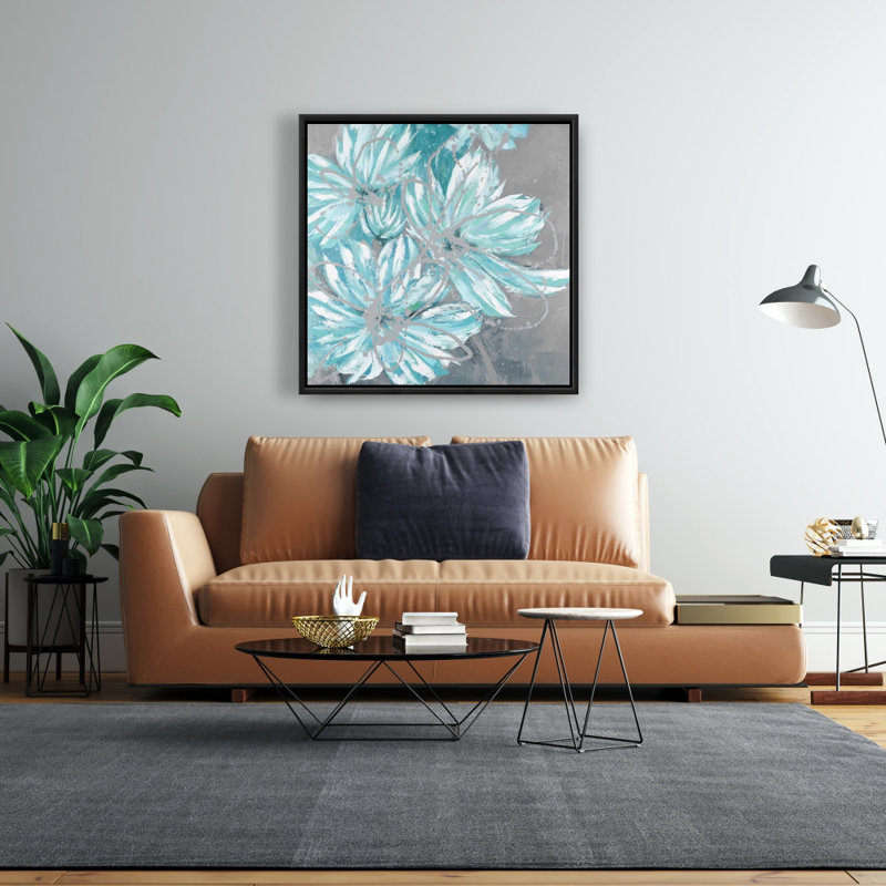 " Three Little Abstract Blue Flowers "
