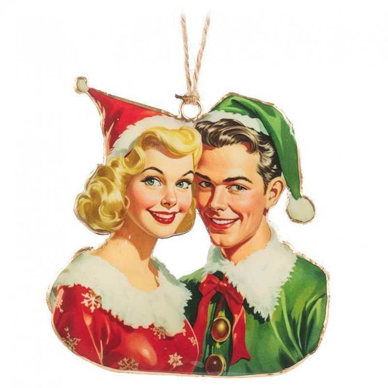 Ornement rétro de couple de Noël