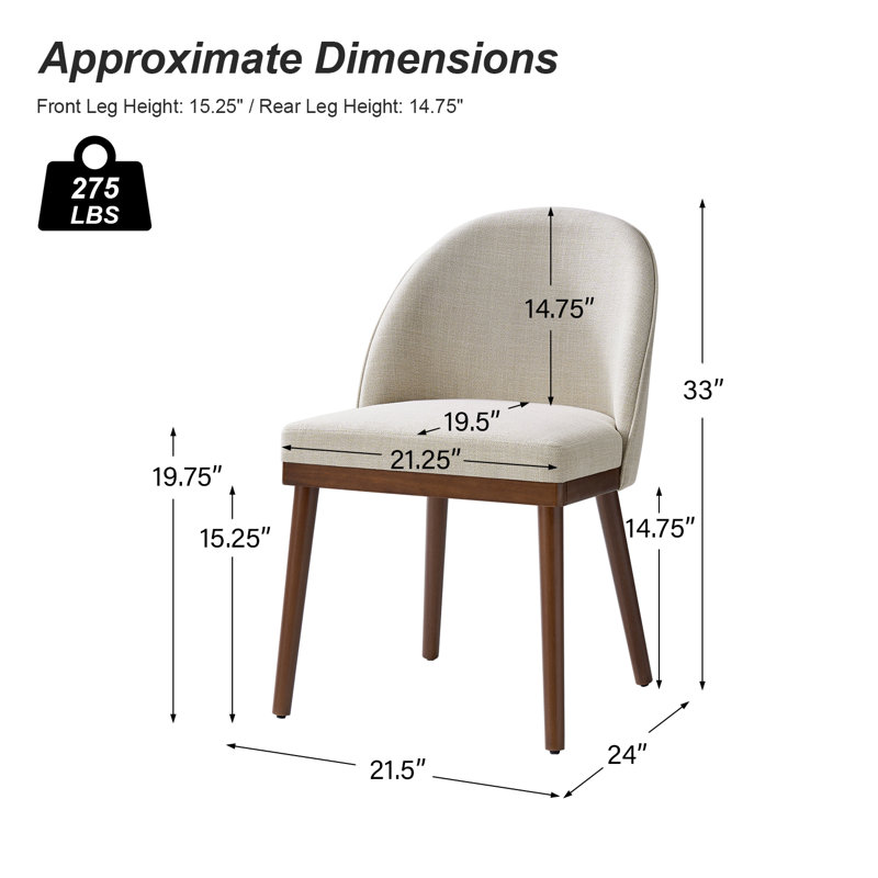 Kanalu Modern Dining Chair Set with Solid Wood Legs, Beige, 6