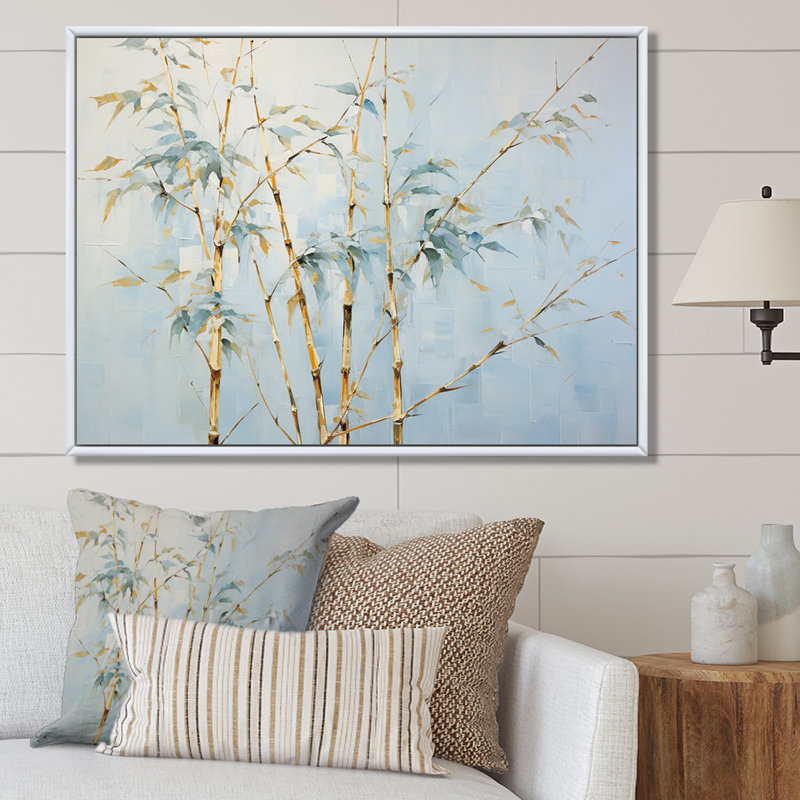 «Blue Zen Moment», art mural en bambou, H 30 po x l 40 po x P 1,5 po, Cadre naturel flottant