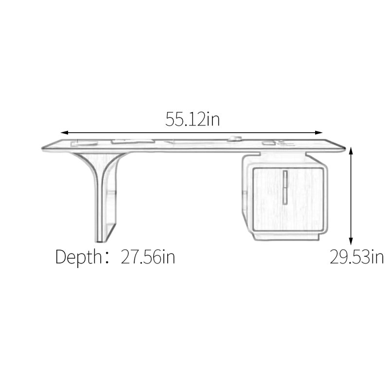Bureau en bois massif de qualité supérieure, H 29,53 po x l 55,12 po x P 27,56 po