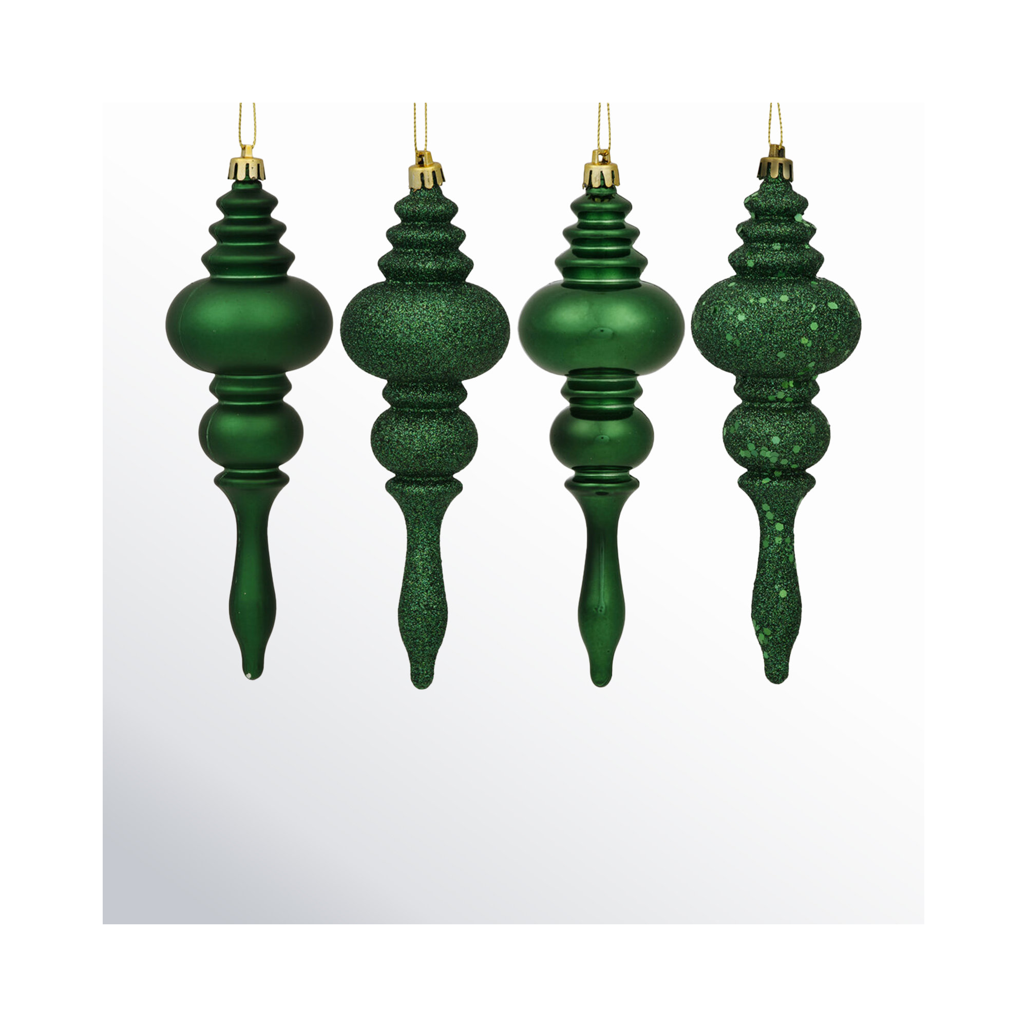 7" Finial Ornament 8/Pk, Emerald Green