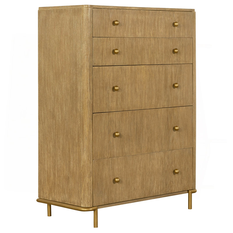Commode rectangulaire à 5 tiroirs Stevie, Sable