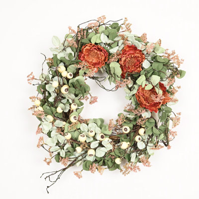 Couronne de pivoines florales 26 po