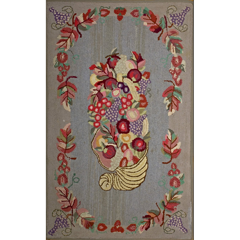 Tapis rétro gris à motif floral