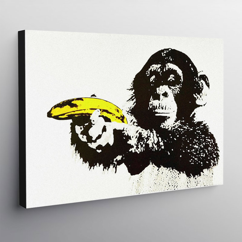 Banksy Chimp Banana Gun by Banksy - Wrapped Canvas Print, 20.5cm H x 30.5cm W x 3.8cm D