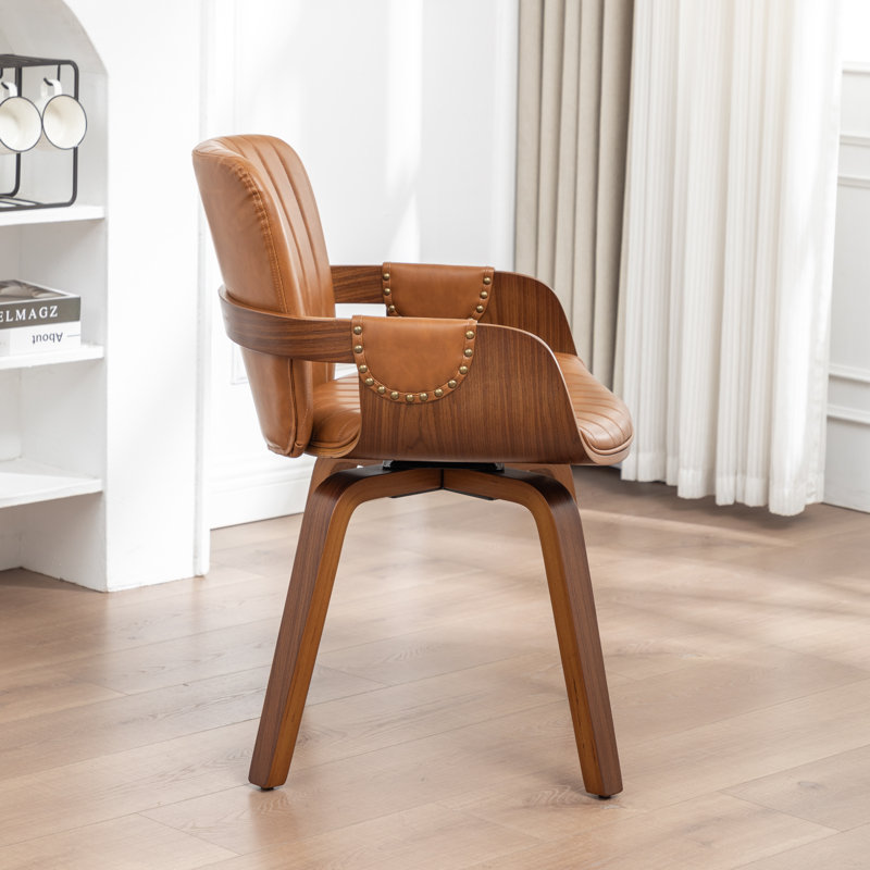 Fauteuil de salle à manger rembourré Berneta, Brun