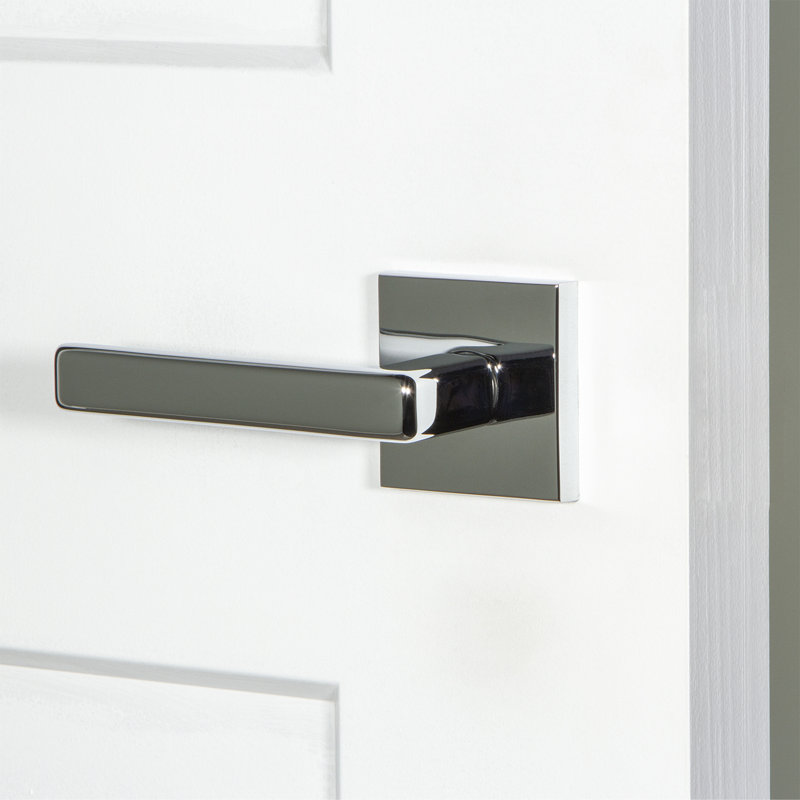 Viaggio Circolo Rosette Single Dummy with Lusso Lever, Bright Chrome, Left, Quadrato Rosette