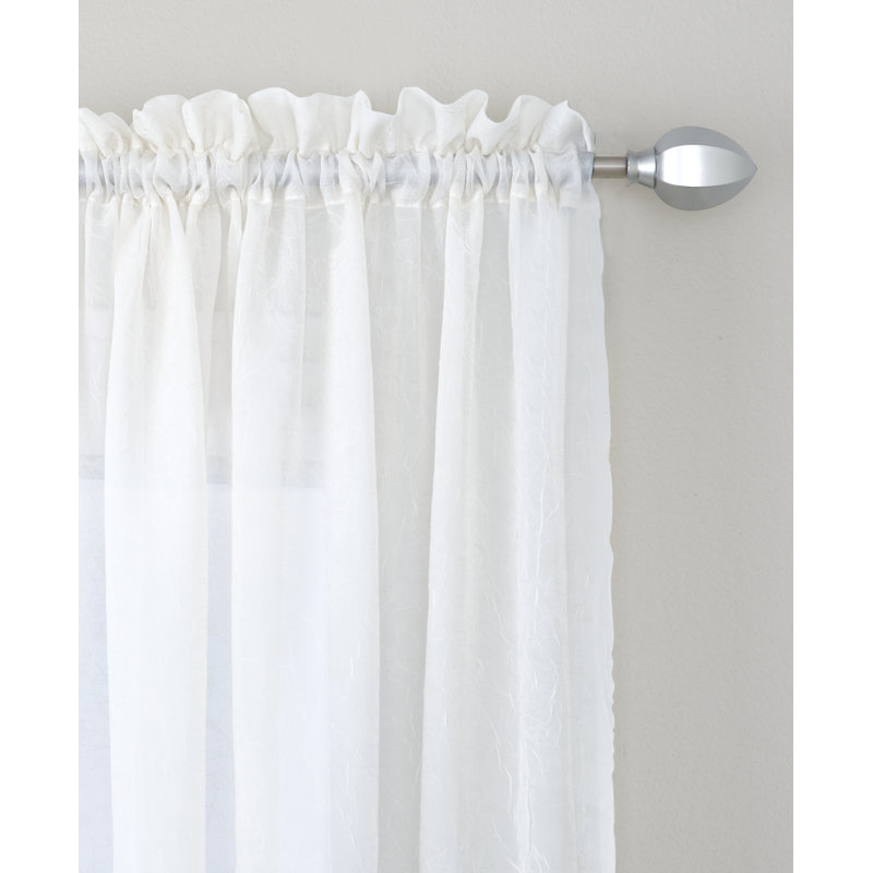 Girdhari 100% Polyester Crushed Voile Sheer Curtain Panel with Rod Pocket Top, 51" W x 63" L, Pink