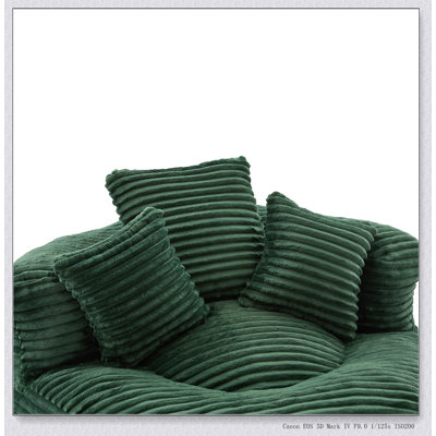 Oversized Corduroy Bean Bag Sofa with 3 Pillows & Armrest, Comfortable for Adults and Kids, Perfect for Relaxation in Any Room