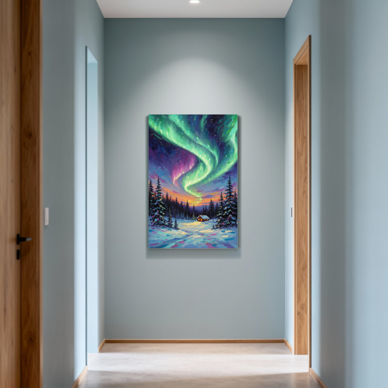 Paysage et nature Scène de chalet forêt d'hiver, H 18 po x l 12 po