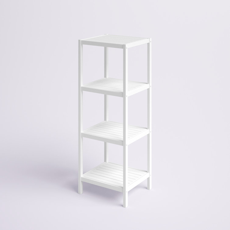 Lamar 17.75 W x 39.5 H x 13 D Solid Wood Free-Standing Bathroom Shelves Dotted Line Color: White