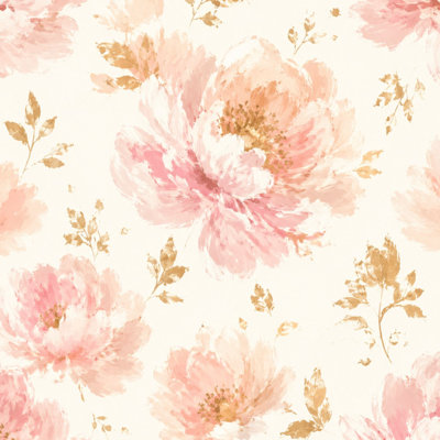 Papier peint auto-adhésif à peler et coller à motif d'aquarelle à motif floral rose pastel amovible pour armoire de cuisine de chambre à coucher 24 po x 118 po
