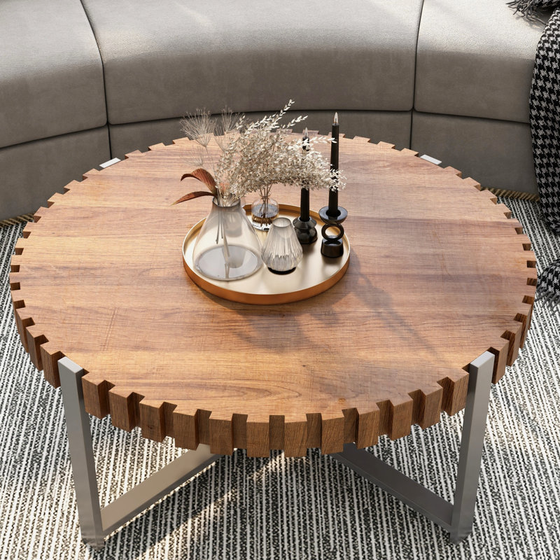 Table basse de 31,4 pouces fabriquée à la main avec grain de bois naturel, peu encombrante et pratique pour les petites maisons
