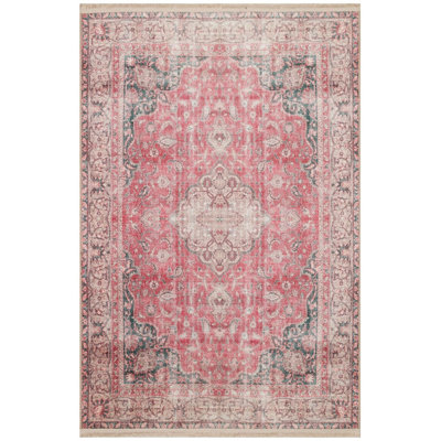 Tapis rouge bourgogne de style rétro tissé à la machine