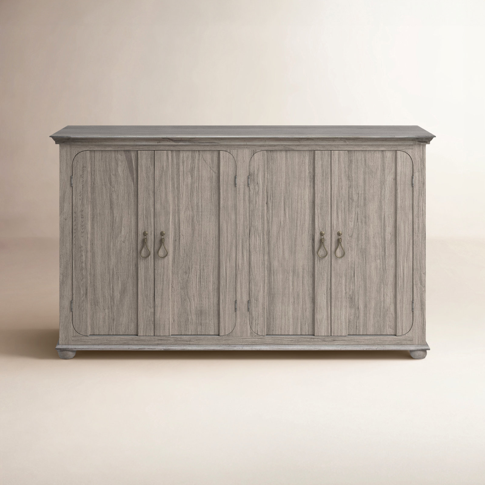 Solid Wood Credenza, White Sea