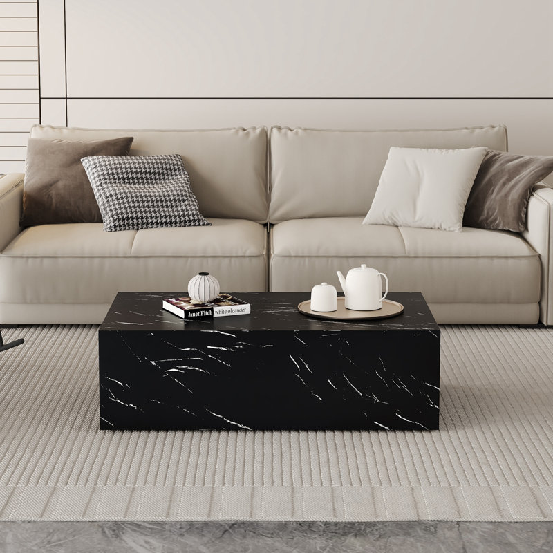 Table basse luxueuse avec base robuste, Noir, H 11,8 po x L 39,3 po x l 23,6 po