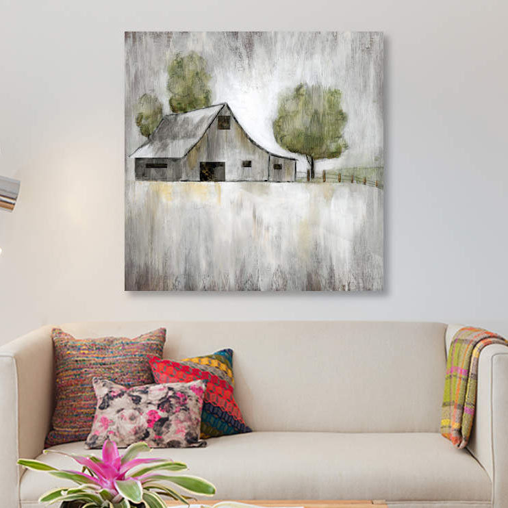 «Weathered Barn», reproduction de photo sur toile, H 18 po x l 18 po x P 1,5 po, Pas de tapis, Toile tendue