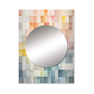 Milad Multicolor cubes motifs II - miroir décoratif géométrique, miroir mural moderne, impression d'art en métal