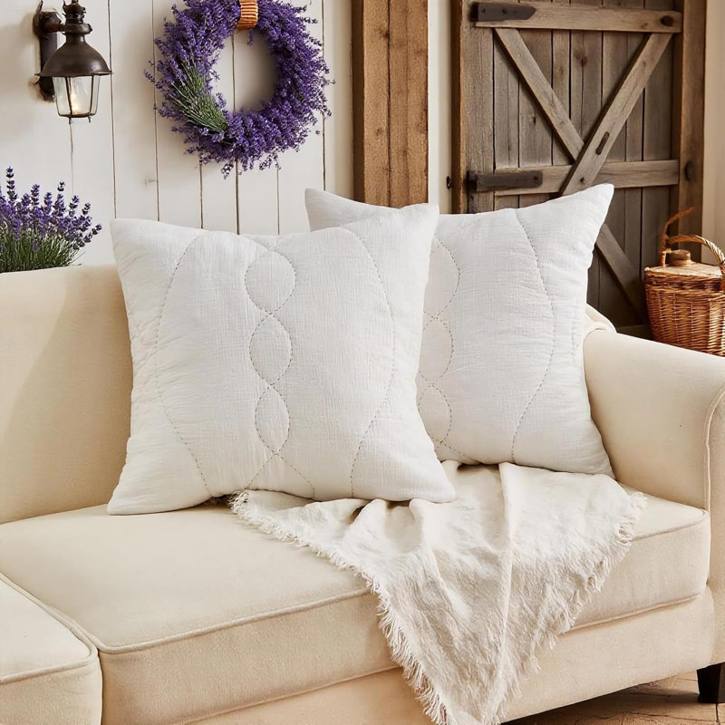 Housse de taie décorative 100% coton 26 po x 26 po, Blanc