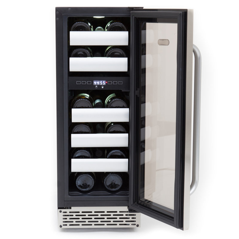 Réfrigérateur à vin encastré à deux zones de 12 pouces de largeur avec porte transparente en acier inoxydable Whynter