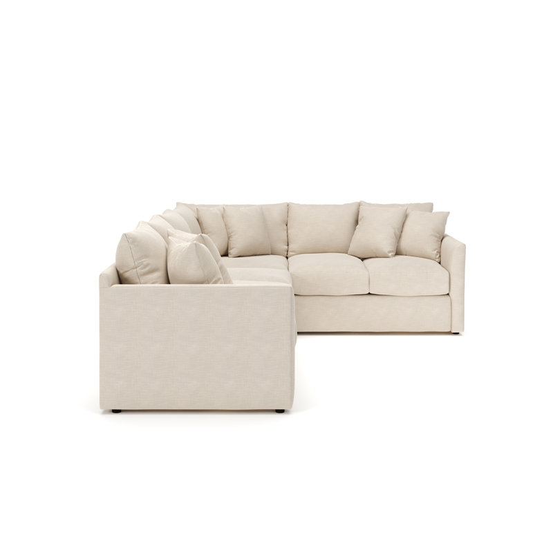 Cecelia Upholstered Sectional, Conversation Ivory Basketweave, Right Hand Facing