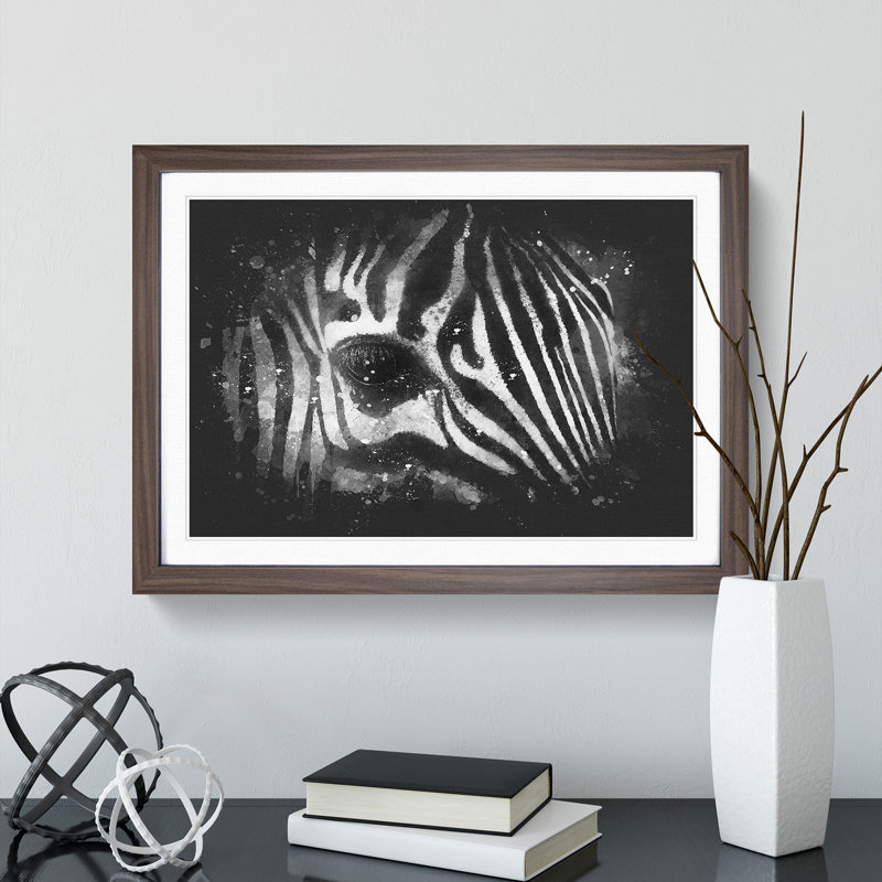 Zebra Vol.1 Paint Splash - Picture Frame Graphic Art, Walnut, 65cm H x 90cm W x 2cm D