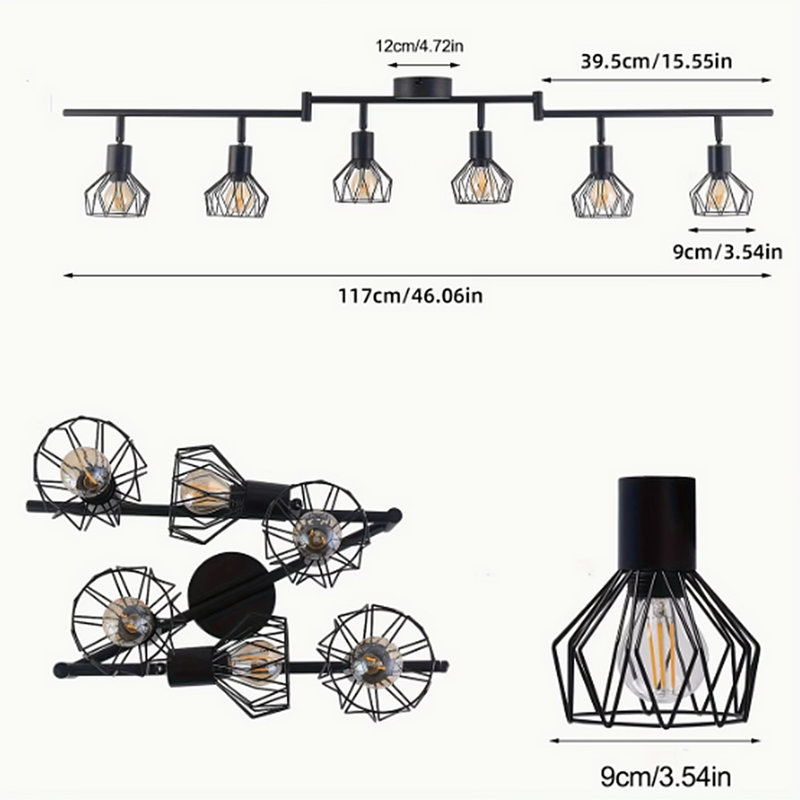 6-Lights Retro Industrial Ceiling Spotlight