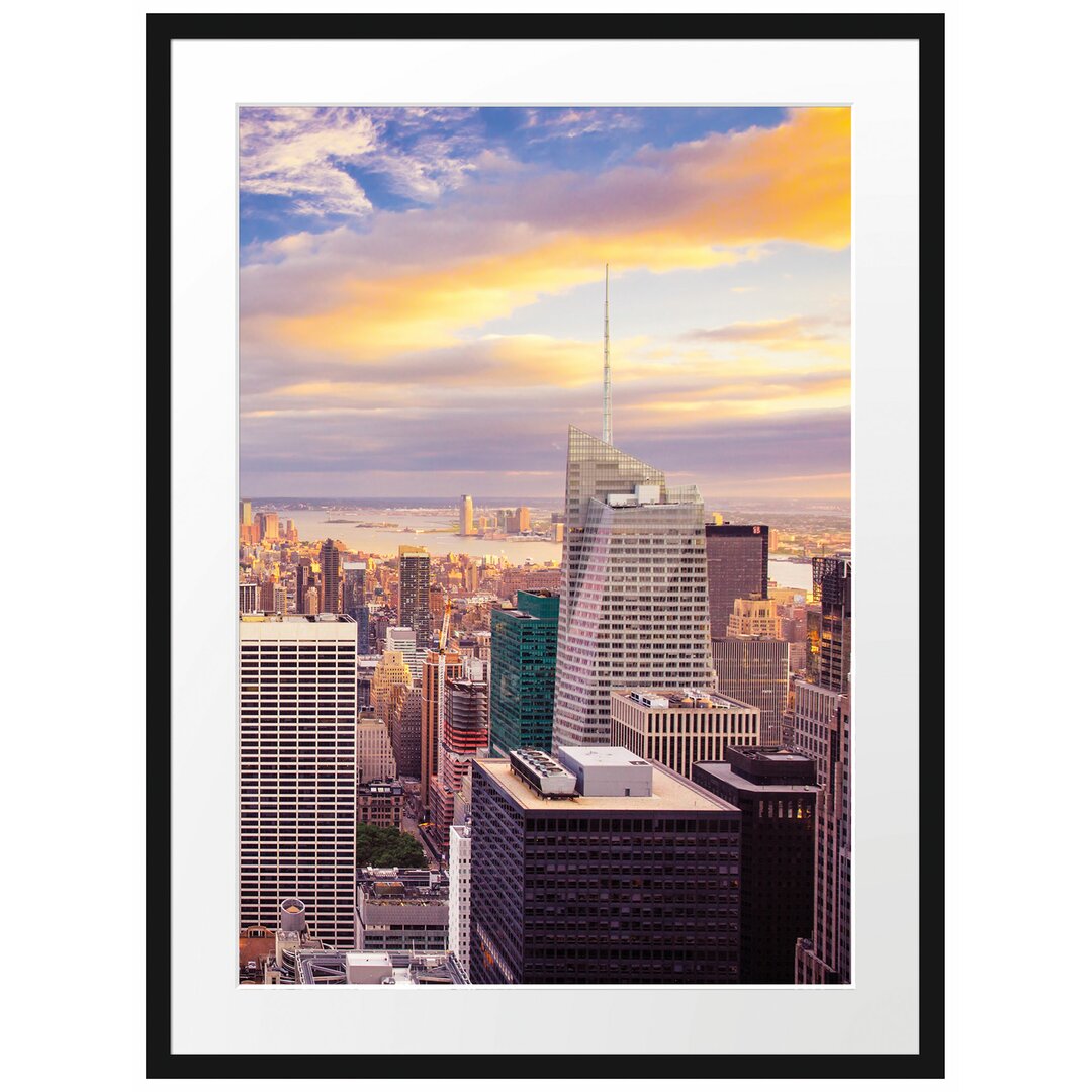 Gerahmtes Poster Skyline New York Sonnenuntergang