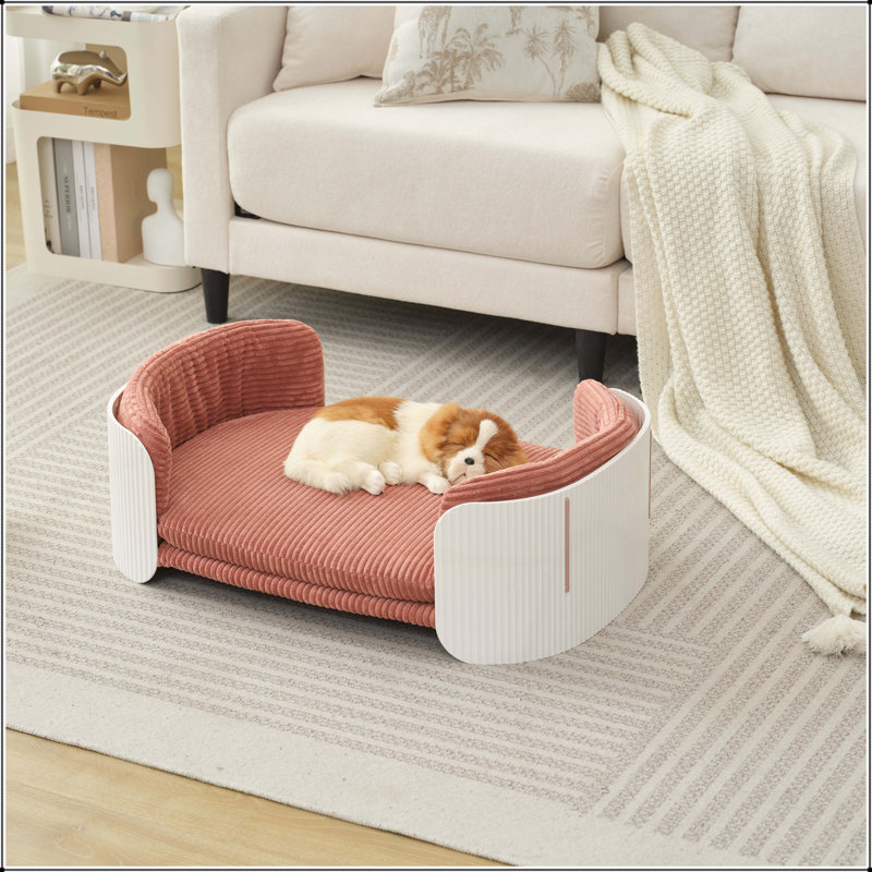 Lit pour animaux de compagnie, Blanc / Rose, H 10,23 po x l 33,46 po x P 20,07 po
