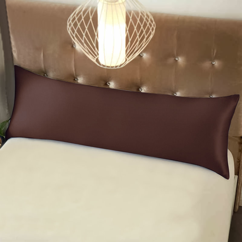 Satin Body Pillow Pillowcase, Hidden Zippered Pillow Cover, Slip Cooling - NTBAY, Dark Brown