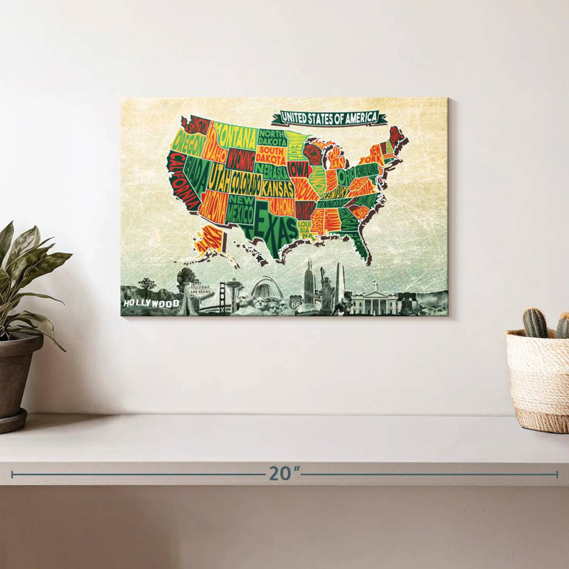 Carte des États-Unis avec autocollants Aliaz, H 8 po x l 12 po