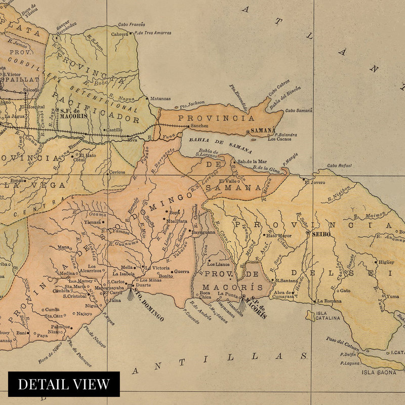 " 1910 Dominican Republic Map Poster ", 24" H x 36" W