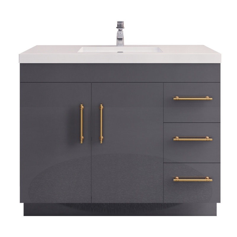 Eliza 42'' Single Bathroom Vanity with Acrylic Top, Gray