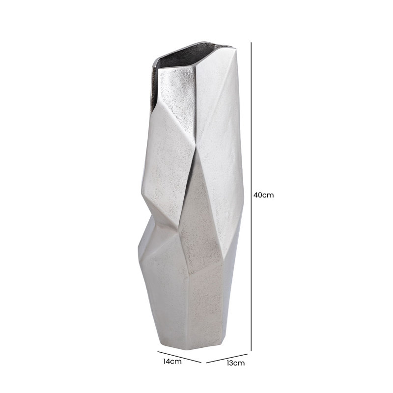 Creasong Silver Metal Floor Vase, 39.7cm H x 15cm W x 12cm D