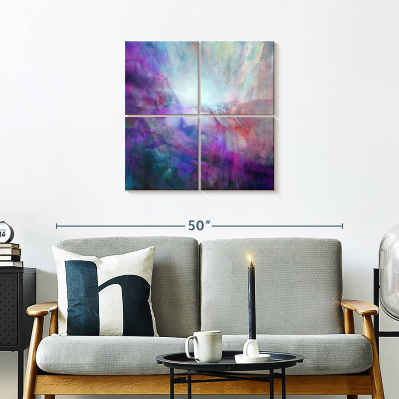 Drifting - Composition en mauve et turquoise, H 26 po x l 26 po