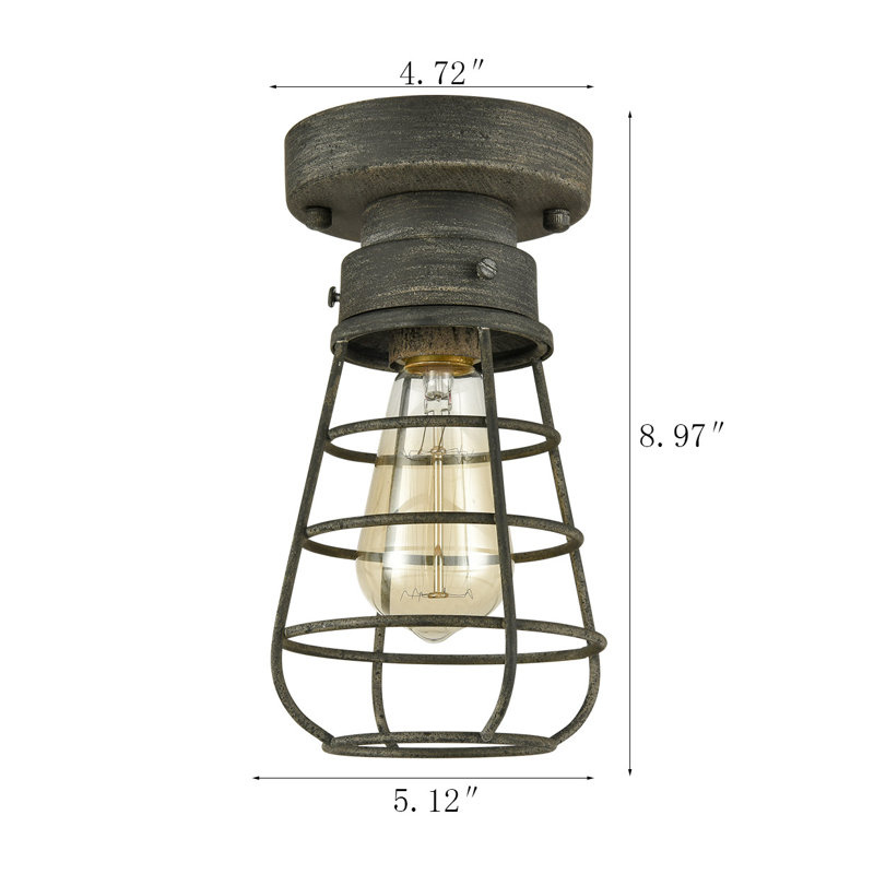 Modern Mini Cage Ceiling Lights Flush Mount with Solid Metal, Black