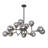 12 Light Black Chandelier Modern Pendant Light with Smoky Gray Globe Glass Shade, Multi-Directional Lighting, Iron and Glass Frame, Rod Suspension for Living Dining Kitchen, E26 Base, Hardwired