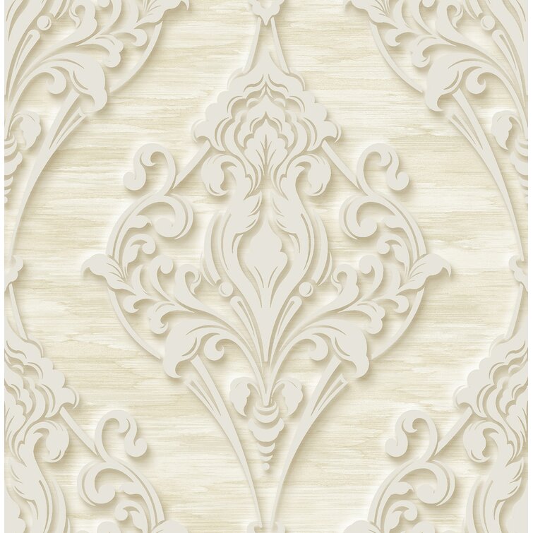 Tobey Ornate Ogee 32.81' L x 20.5 W Wallpaper Roll Astoria Grand Color: Light Gold/Cream