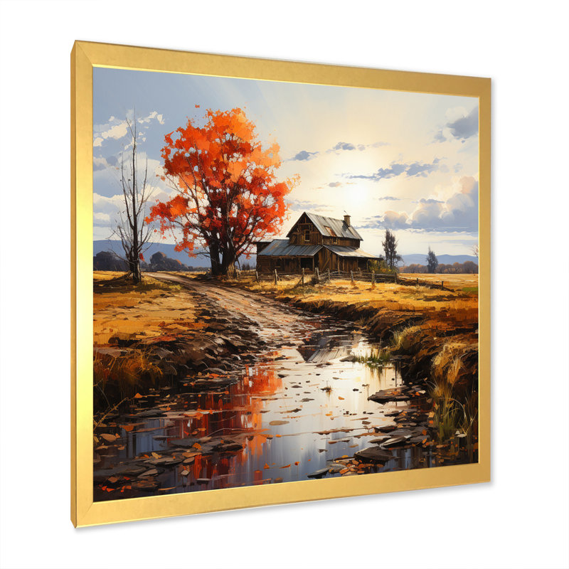 Barns Autumn Horizons I sur impression sur toile, H 16 po x l 16 po x P 1 po, Cadre doré à une seule photo
