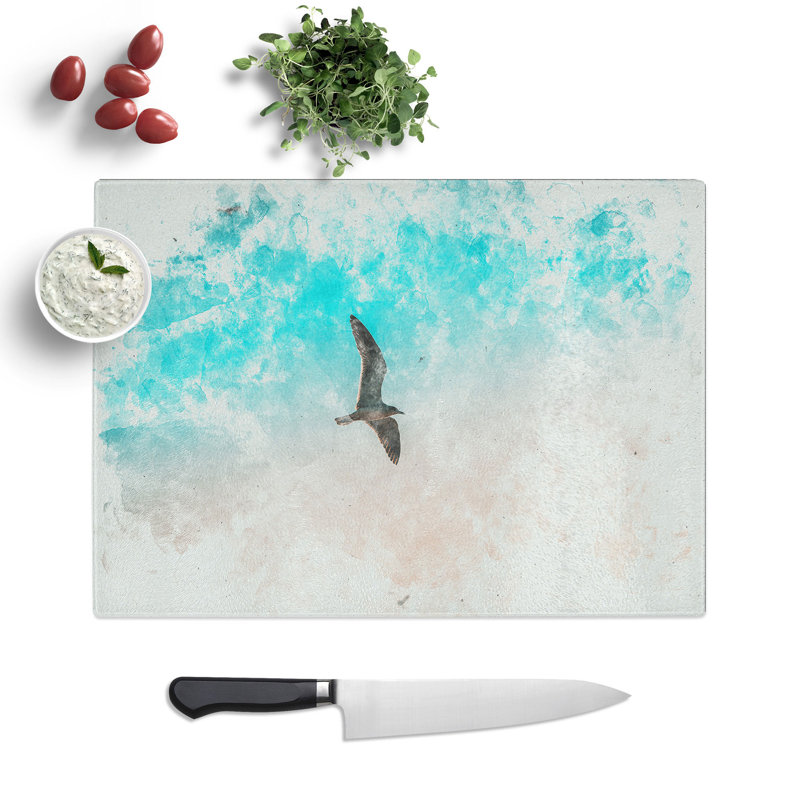 Tempered Glass Soaring Seagulls Chopping Board, 20 cm x 28.5 cm