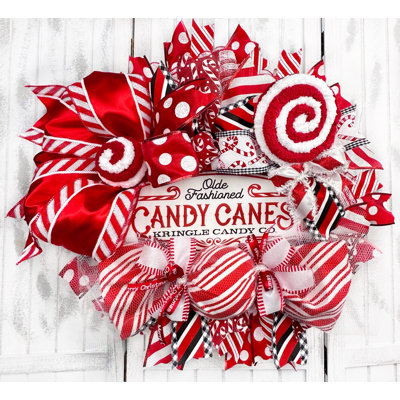 Kringle Candy Canes 20” Deco Mesh Wreath